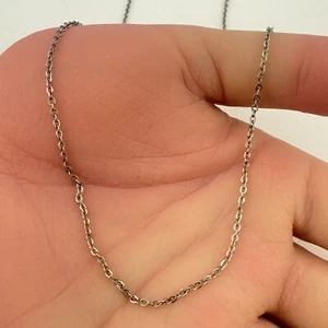HAC Vintage 925 Sterling Silver Flat Oval Linked Necklace (1.8g) - Picture 1 of 5
