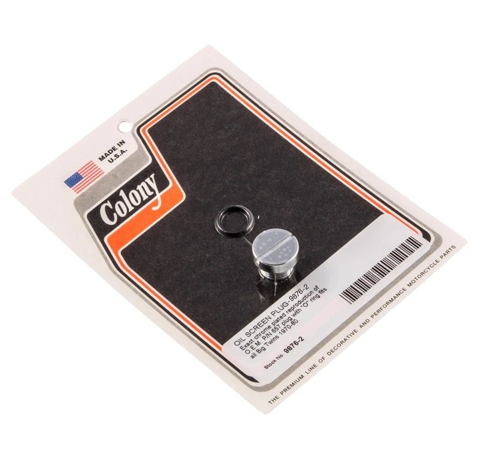 Colony 9876-2, Oil Pump Screen Plug, 1970-1980 Big Twins, OEM# 657, Chrome Foto 1 de 1
