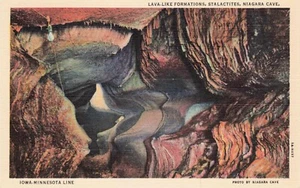 Lava Like Formations Stalactites, Niagara Cave, Iowa-Minnesota Line Vintage PC - Picture 1 of 2