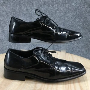 Stafford Shoes Mens 9 M Lace Up Plain Toe Oxford 553-9571 Black Patent Leather - Picture 1 of 20