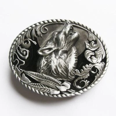 Howling Wolf Western Metal Belt Buckle - Image 1 of 2
