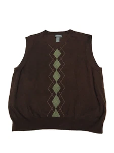 Gilet Saddlebred Uomo Maglia Extra Large Scollo a V Marrone 100% Cotone - Foto 1 di 9