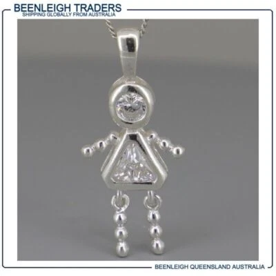 Sterling Silver GEM BEAD BABY CHARM White Stone April Brand New - Image 1 of 4