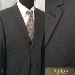 Guess LA Men's Blazer 42r Wool Gray 2 Button Sport Coat Jacket Slim Fit Recent - Picture 1 of 21