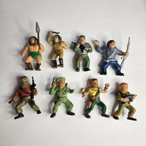 1987 Vtg Guts and Glory & Caveman 2.5" Action Figures Lot of 8 Soma Cover