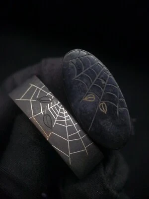 Telaraña Hojas Caídas Japonesas Fuchi y Kashira para Wakziashi Edo Período B074 Foto 1 de 4