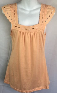 NWT Next Couture BabyDoll top M peach lace cap sleeve Square Neck Boho Cottage - Picture 1 of 6