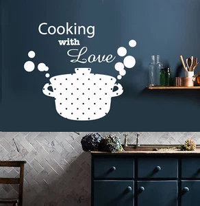 Vinyl Wall Decal Kitchen Decor Casserole Pan Cooking With Love Stickers (2122ig) - Picture 1 of 3