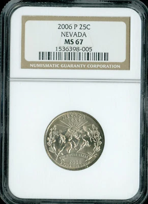 2006 P NAVADA QUARTER NGC MS67 2ND FINEST BUSINESS STRIKE LOW POP . - Image 1 of 2
