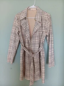 Gabardina Anthropologie SOLITAIRE de gamuza a cuadros con cinturón para mujer talla pequeña - Imagen 1 de 8