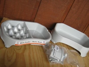 Pet Brands Neater Raised Slow Feeder Dog Bowl Elevated Double Diner Leg kit - Picture 1 of 12