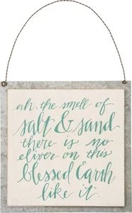 Smell of Salt & Sand No Elixer Blessed Earth wood metal hang sign Primitive NEW - Picture 1 of 1