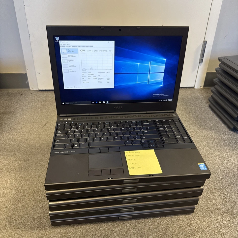 (Lote de 5) Laptop Dell Precision M4800 Intel Core I5-4210M 512 GB 8 GB Foto 1 de 4