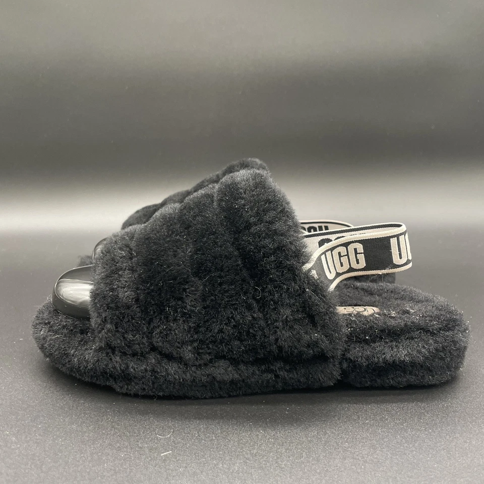 Sandalias con cordones UGG para niñas pelusa sí deslizables talla US para mujer 4 piel negra en caja Foto 1 de 4