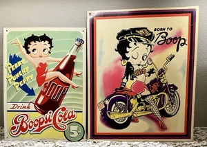 Betty Boop Vintage Signs Retro Cartoon 90's 2000's Tin Pin Up Nostalgia Lot Of 2 - Picture 1 of 5