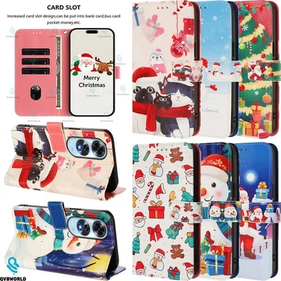 For OPPO Find X8 X7 X6 Reno 14 13 Christmas Leather Wallet Case Phone Case Cover - Image 1 of 4