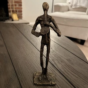 Scultura sassofono bronzo brutalista vintage - arte astratta musicista jazz - Foto 1 di 13