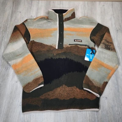 Columbia Helvetia II Half Snap Printed Fleece Dolomites Green Mens Size S - Image 1 of 4