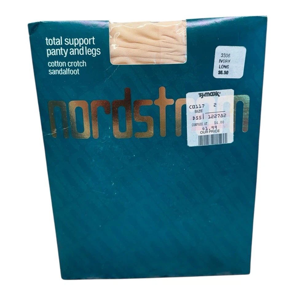 Vintage Nordstrom Total Support Panty & Legs Pantyhose Ivory Long - Image 1 of 2
