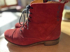Waschbär Stiefeletten 38 Rot Leder - Bild 1 von 4