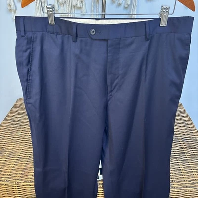 Pantalones Loro Piana Italia Super 130's Lana DEAN Azul Frente Plano Talla 36R x 28.5 Foto 1 de 4