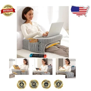 Ergonomic Memory Foam Reading & Gaming Lap Pillow with Side Pocket - Ash Grey - Bild 1 von 9