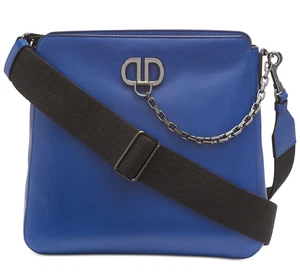 DKNY Women's LINTON Leather Messenger Crossbody Royal Blue $268 - Picture 1 of 16