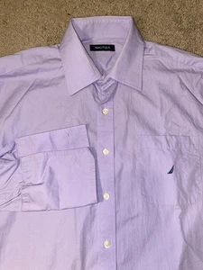 Nautica French Cuff Dress Shirt Purple Power Suit Button Up Down Mens Size 17 XL - Bild 1 von 10