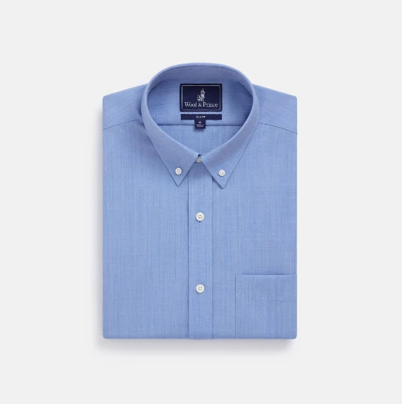 New Mens Wool & Prince 130 Button-Down Shirt - Blue Oxford Only $89.99 - Image 1 of 1
