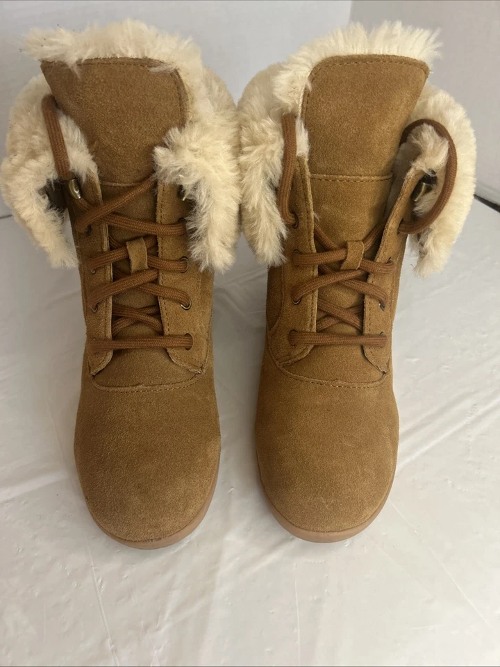 Sapatos de neve Style & Company marrom camurça shearling botas tamanho 6 M - Imagem 1 de 4