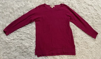 MICHAEL Michael Kors Hot Pink Fuchsia Barbiecore Preppy 芭比毛衣女式 M — 第 1/4 张图片