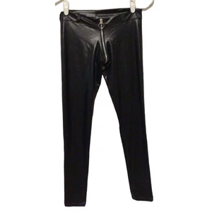 Leggings Coquette Wet Look tiro bajo con cremallera completa de adelante hacia atrás - talla pequeña - Imagen 1 de 3