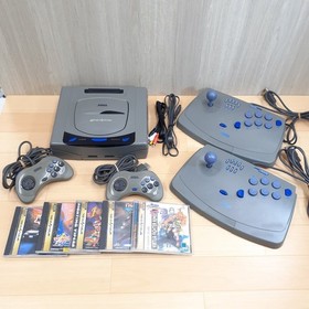 Sega Saturn Console with 2 Virtua Stick controllers & 5 games Japan Gray tested