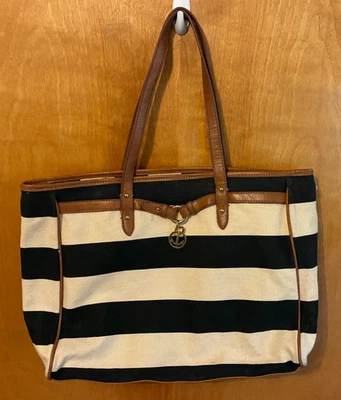 ~~~~~~ BLUE & WHITE STRIPED TOMMY HILFIGER BEACH BAG (SEE PICTURES) ~~~~~~ - Image 1 of 4
