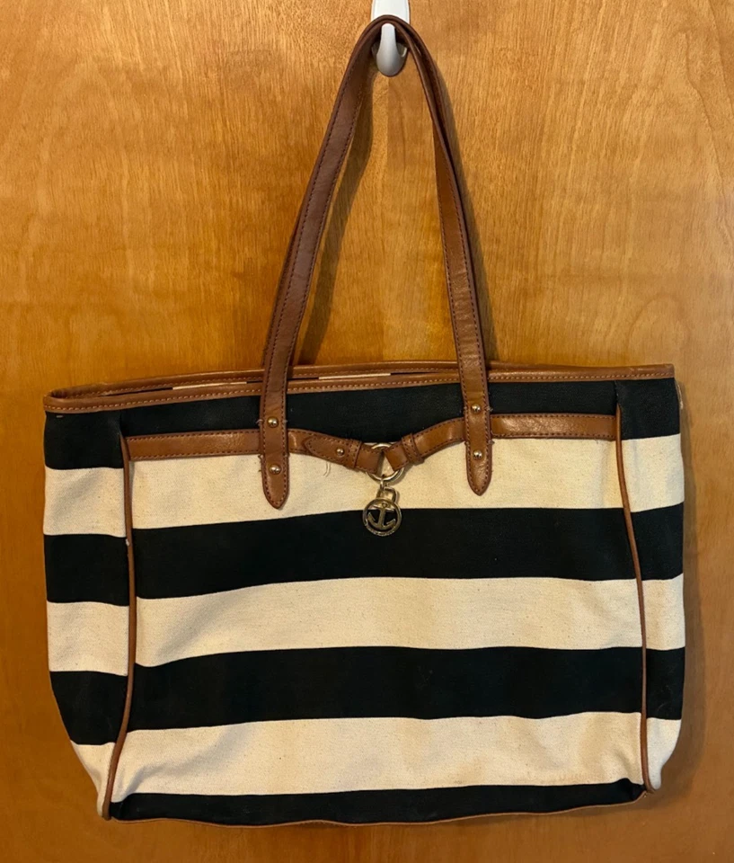~~~~~~ BLUE & WHITE STRIPED TOMMY HILFIGER BEACH BAG (SEE PICTURES) ~~~~~~ - Image 1 of 4