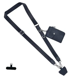 Crossbody Phone Strap With Slim Wallet, Phone Charm-Hands-Free Phone Black - Photo 1 sur 7