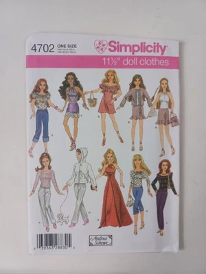 Simplicity Pattern 4719 Doll Clothes for 11 1/2" Dolls UNCUT - Image 1 of 2
