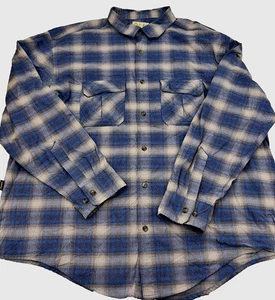 Cabela's Flannel Blue Gray Plaid Long-Sleeve Flannel Men's 2XL - Picture 1 of 8