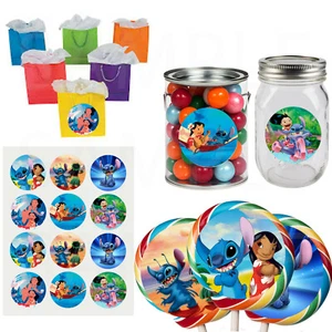 Lilo und Stitch Aufkleber 2,5" Runde Party Gastgeschenk Etiketten für Geschenktüten/Boxen - 12 Stck. - Bild 1 von 2
