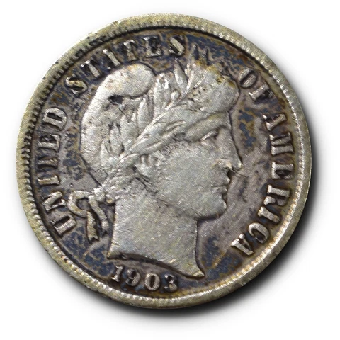 1903 Barber Dime Silver 10C XF Cleaned Cover