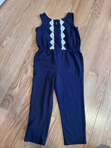 Janie and Jack Postcard From Paradise Romper Girls Navy Jumpsuit Size 4 - Picture 1 of 3