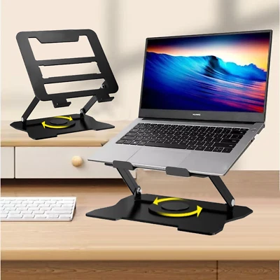 360° All Metal Portable Laptop Tablet Stand Riser Adjustable Holder For Desk - Image 1 of 4