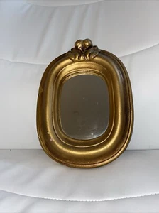 Vintage MID CENTURY MCM Gold Oval Mirror Hollywood Regency Japan 8” X 10” - Picture 1 of 21