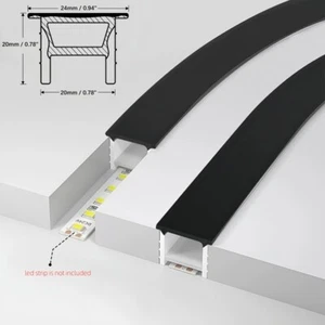 16.4FT/5M Spotless Black Silicone LED Channel System 20x20mm Through Free - Picture 1 of 15