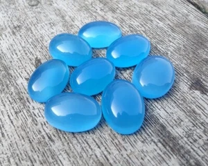 Piedra preciosa cabujón forma ovalada calcedonia azul calidad AAA 3x5mm-13x18mm - Imagen 1 de 10
