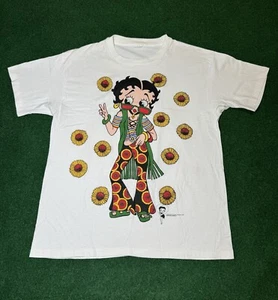 Vintage 90s Betty Boop Flower Child Hippie Sunflower AOP XL T Shirt - Picture 1 of 8