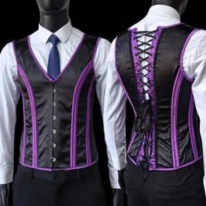 Corset Vest Tummy Control Waist Girdle Medieval Waistcoat Lace Up Boned Costume - Picture 1 of 25