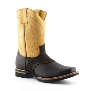 GRINDERS Frontier PARA HOMBRES Cuero Marrón Tostado NUEVO Bota de Vaquero Puntera Cuadrada Botas Frontales - Imagen 1 de 6