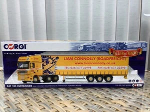 CORGI MODEL 1:50 - RARE LOW CERT NO.   LIAM CONNOLLY DAF CURTAINSIDE TRAILER - Picture 1 of 5