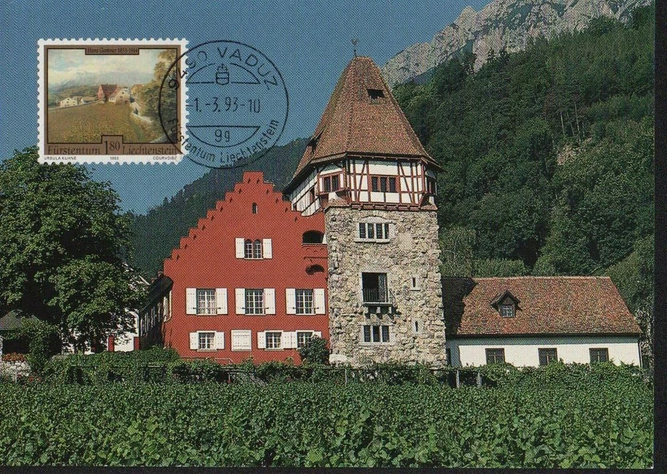 SG38 LIECHTENSTEIN 1993 Maxicard view at the red house - Image 1 of 1